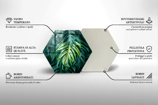 Tabla de cortar de vidrio Hojas de monstera salvaje