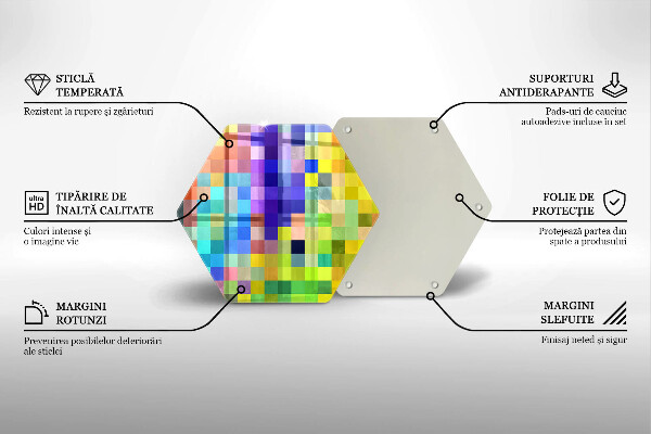 Tabla de cortar de vidrio Cuadrados de píxeles de colores