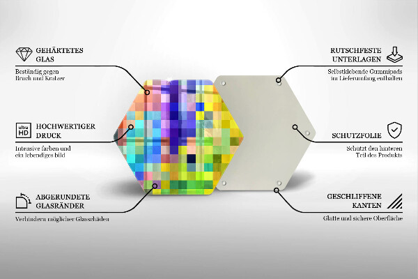 Tabla de cortar de vidrio Cuadrados de píxeles de colores