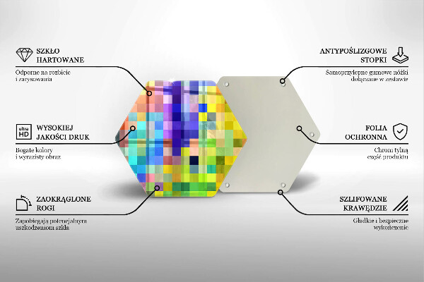 Tabla de cortar de vidrio Cuadrados de píxeles de colores