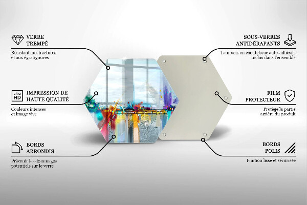 Tabla de cortar de vidrio Abstracción pintada