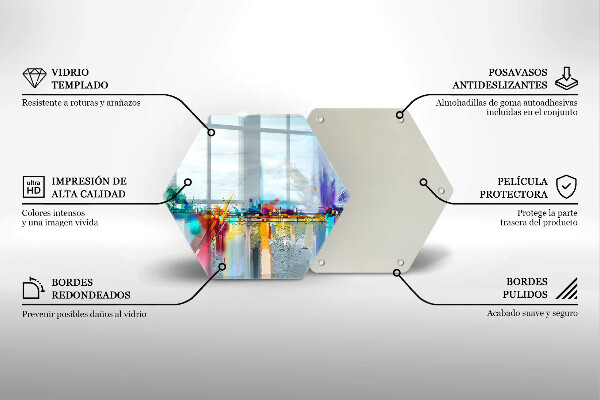 Tabla de cortar de vidrio Abstracción pintada