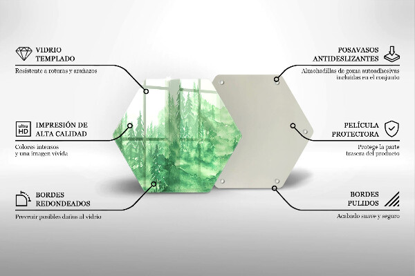 Tabla de cortar de vidrio Bosque pintado