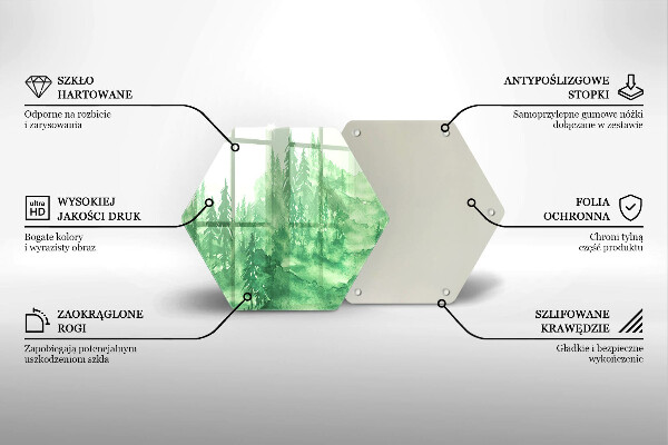 Tabla de cortar de vidrio Bosque pintado