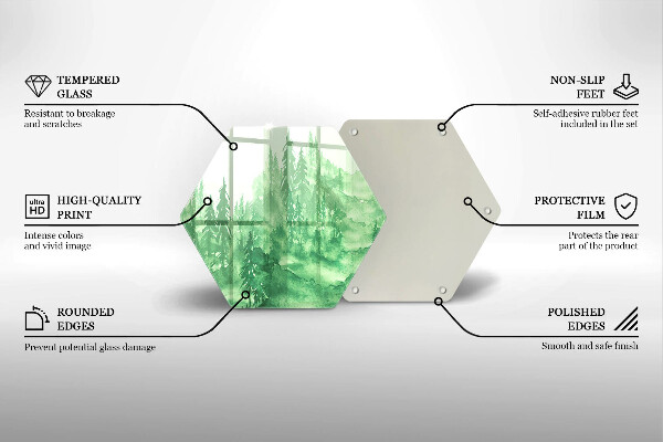 Tabla de cortar de vidrio Bosque pintado