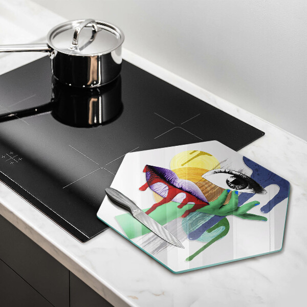 Tabla de cortar de vidrio Collage de arte abstracto