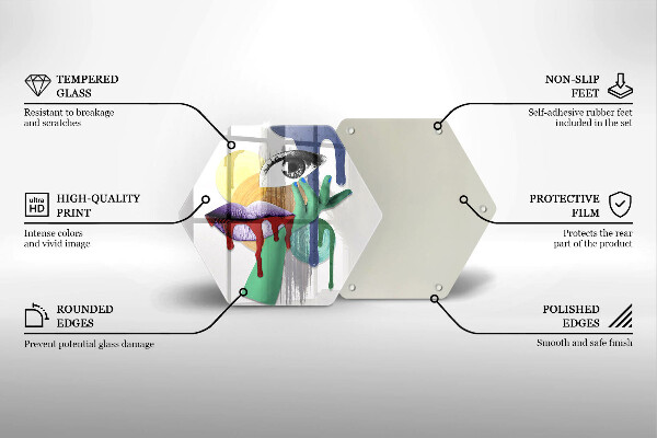 Tabla de cortar de vidrio Collage de arte abstracto