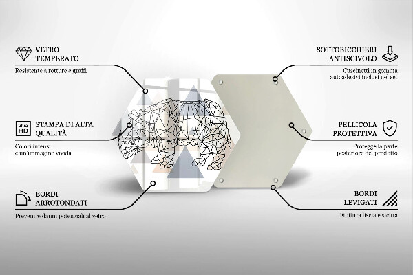 Tabla de cortar de vidrio Rinoceronte de arte lineal