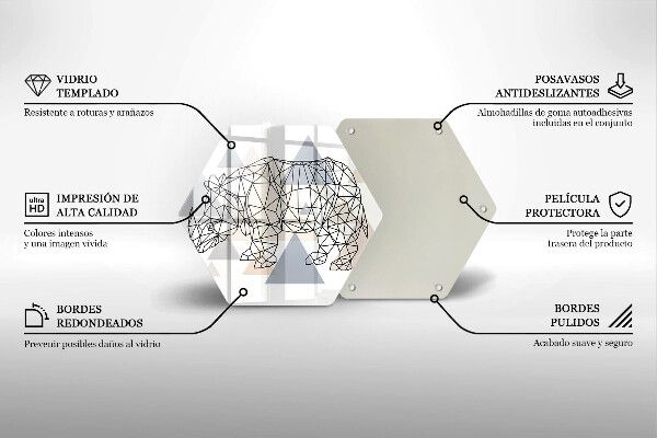 Tabla de cortar de vidrio Rinoceronte de arte lineal