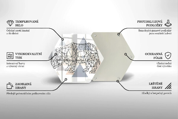 Tabla de cortar de vidrio Rinoceronte de arte lineal