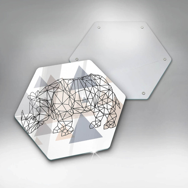 Tabla de cortar de vidrio Rinoceronte de arte lineal