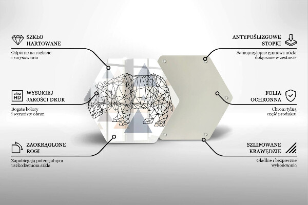 Tabla de cortar de vidrio Rinoceronte de arte lineal