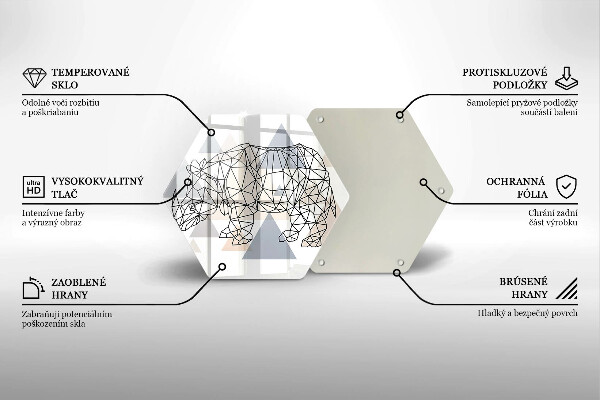 Tabla de cortar de vidrio Rinoceronte de arte lineal