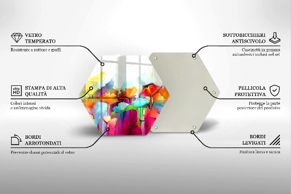 Tabla de cortar de vidrio Flores pintadas