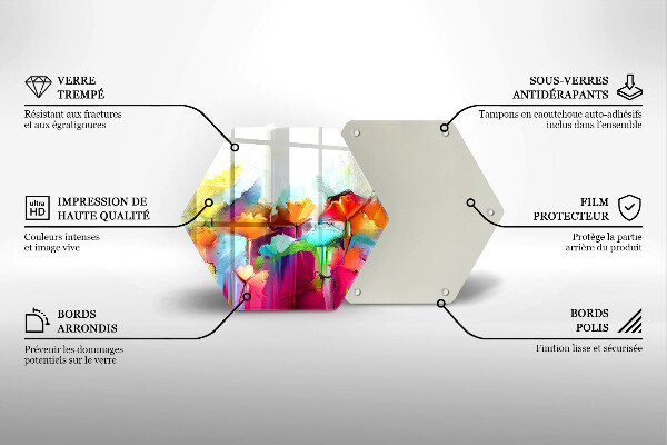 Tabla de cortar de vidrio Flores pintadas
