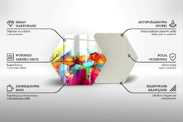 Tabla de cortar de vidrio Flores pintadas