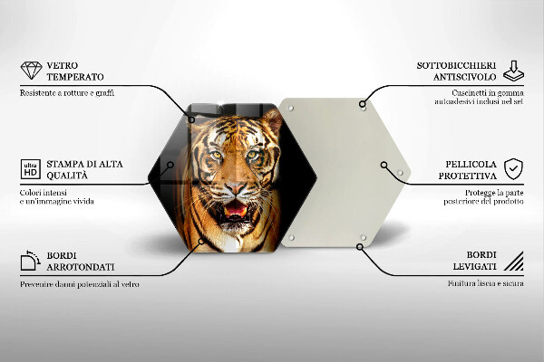 Tabla de cortar de vidrio Tigre animal salvaje