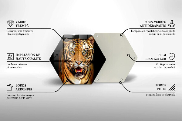 Tabla de cortar de vidrio Tigre animal salvaje