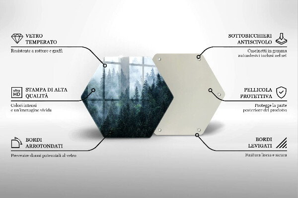 Tabla de cortar de vidrio Árboles forestales y niebla
