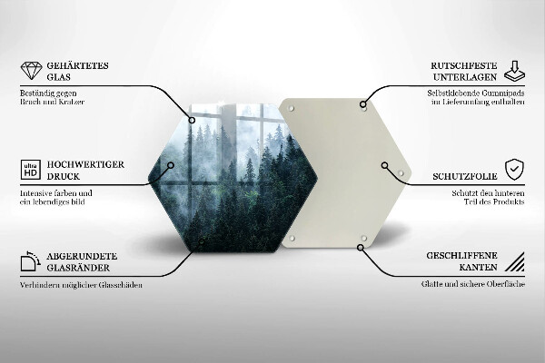 Tabla de cortar de vidrio Árboles forestales y niebla