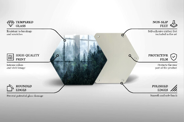 Tabla de cortar de vidrio Árboles forestales y niebla