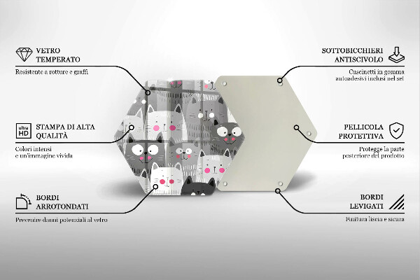 Tabla de cortar de vidrio Ilustración de gatos