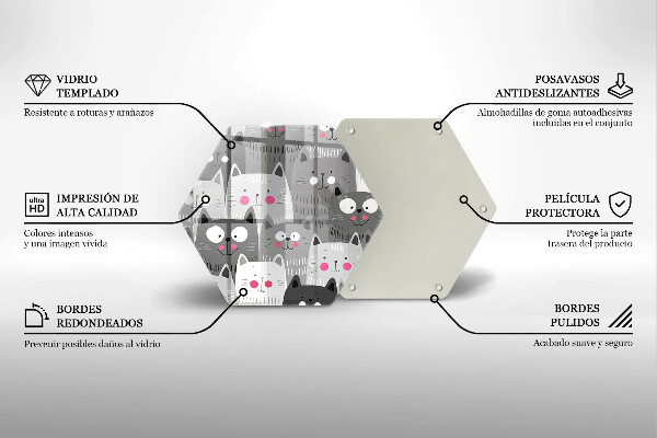 Tabla de cortar de vidrio Ilustración de gatos