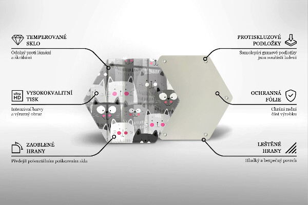 Tabla de cortar de vidrio Ilustración de gatos