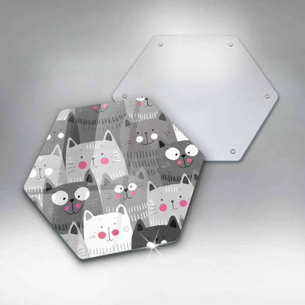 Tabla de cortar de vidrio Ilustración de gatos