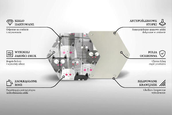 Tabla de cortar de vidrio Ilustración de gatos