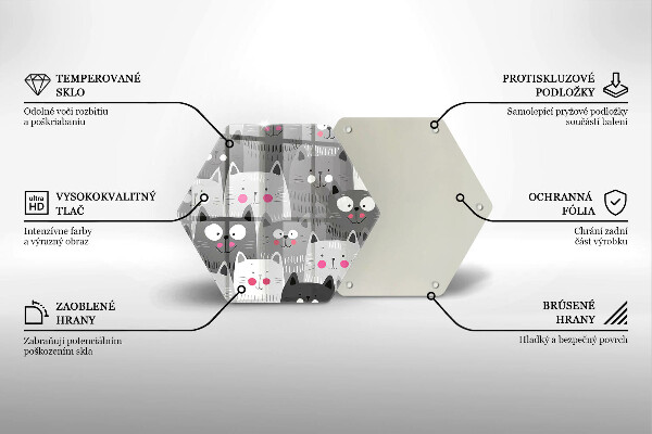 Tabla de cortar de vidrio Ilustración de gatos