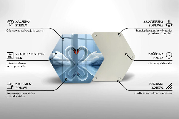 Tabla de cortar de vidrio Dos corazones de cisne