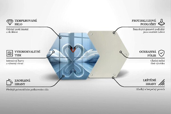 Tabla de cortar de vidrio Dos corazones de cisne