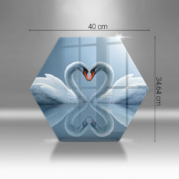 Tabla de cortar de vidrio Dos corazones de cisne