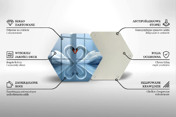 Tabla de cortar de vidrio Dos corazones de cisne