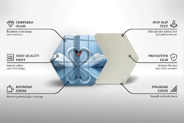 Tabla de cortar de vidrio Dos corazones de cisne