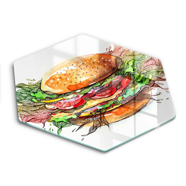 Tabla de cortar de vidrio Dibujo de hamburguesa