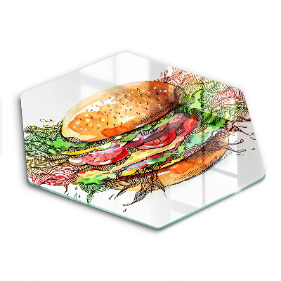 Tabla de cortar de vidrio Dibujo de hamburguesa