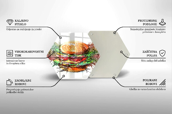 Tabla de cortar de vidrio Dibujo de hamburguesa