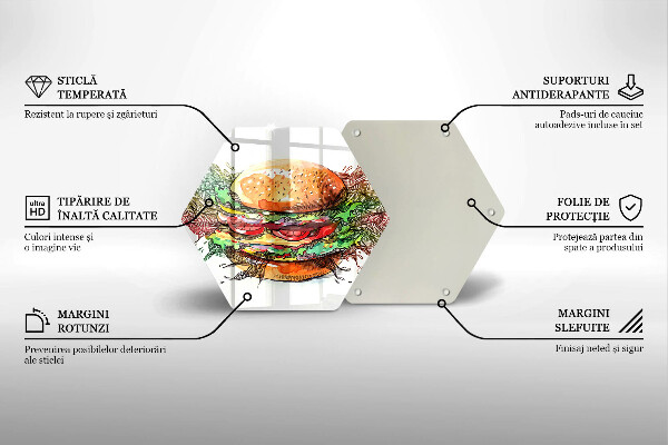Tabla de cortar de vidrio Dibujo de hamburguesa