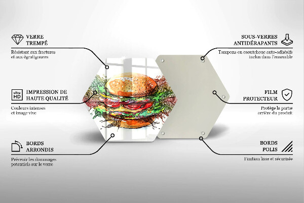 Tabla de cortar de vidrio Dibujo de hamburguesa