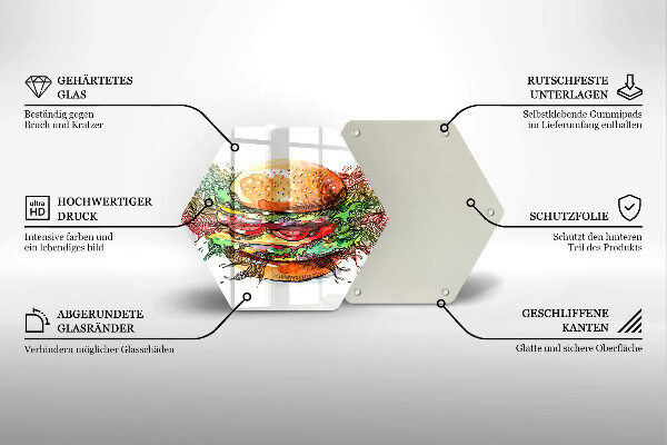 Tabla de cortar de vidrio Dibujo de hamburguesa