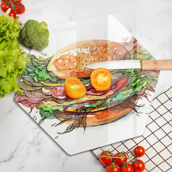 Tabla de cortar de vidrio Dibujo de hamburguesa
