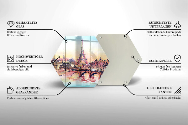 Tabla de cortar de vidrio Paisaje de la torre eiffel de parís