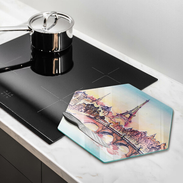 Tabla de cortar de vidrio Paisaje de la torre eiffel de parís