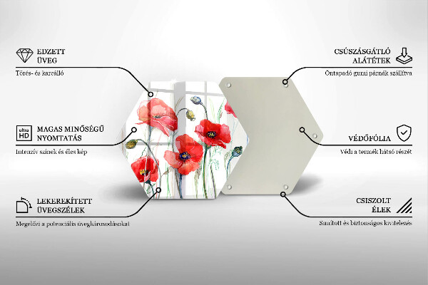 Tabla de cortar de vidrio Flores de amapolas rojas