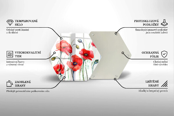 Tabla de cortar de vidrio Flores de amapolas rojas