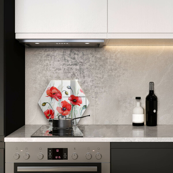 Tabla de cortar de vidrio Flores de amapolas rojas