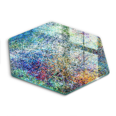 Tabla de cortar de vidrio Abstracción de línea colorida