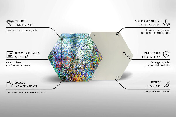 Tabla de cortar de vidrio Abstracción de línea colorida